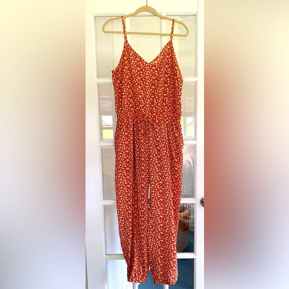 Entro Jumpsuit size: Large orange & white Floral